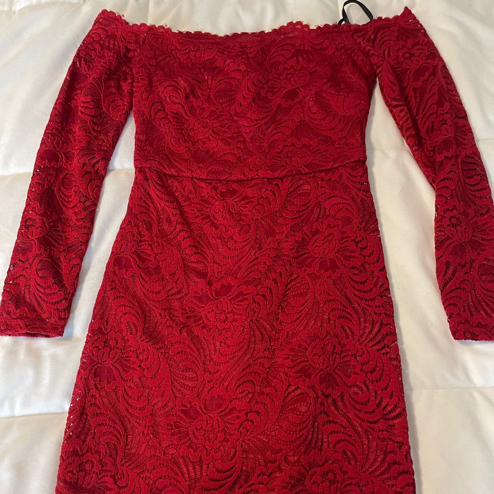 Red off the shoulder Bebe Dress